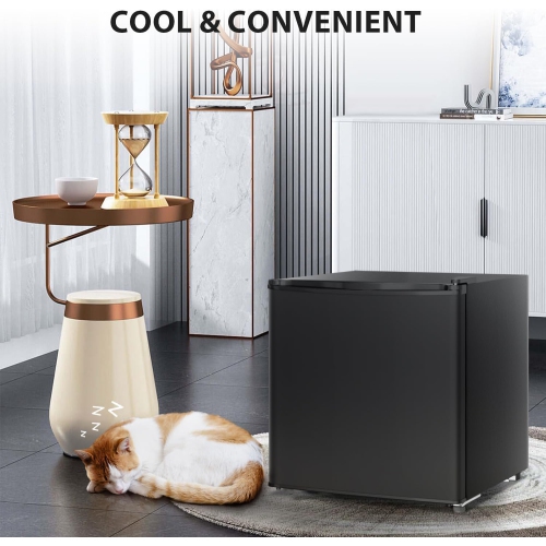 Kismile Mini Fridge with Freezer, 1.6 Cu.ft Compact Refrigerators with Removable Shelves, Reversible Single Door Small Fridge for Apartment, Home,