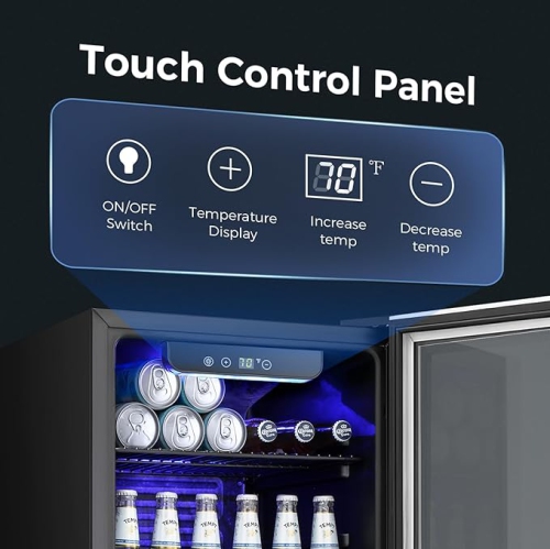 Kismile 3.2 Cu. ft Beverage Refrigerator and Cooler, 130 Can Mini Fridge Glass Door, Digital Temperature Display for Soda, Beer or Wine, Small Drink