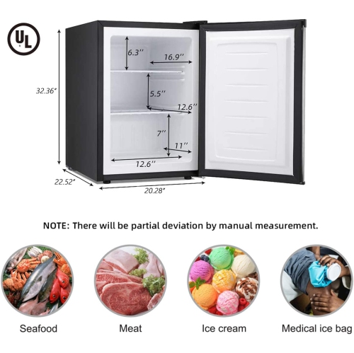 Kismile Small Freezer Upright, 3.0 Cu. ft Mini Freezer with Adjustable Thermostat, Removable Shelves, Reversible Single Door, for Home/Dorms -