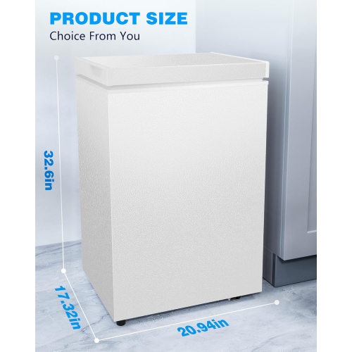 Kismile 3.5 Cubic Feet Chest Freezer with 2 Removable Baskets Free Standing Top Open Door Compact Freezer for Home, 3.5 Cubic Feet - White
