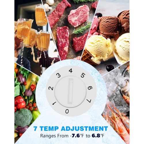 Kismile 3.5 Cubic Feet Chest Freezer with 2 Removable Baskets Free Standing Top Open Door Compact Freezer for Home, 3.5 Cubic Feet - White