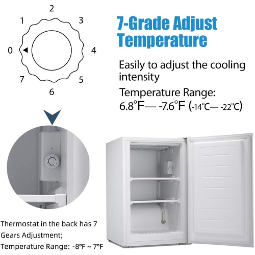 Kismile Upright Freezer,3.0 Cu.ft Mini Freezer with Reversible Single Door, Removable Shelves, Small Freezer with Adjustable Thermostat for