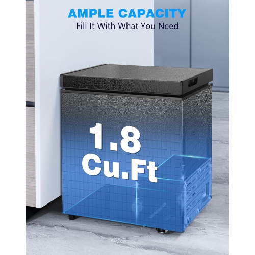 Kismile 3.5 Cubic Feet Chest Freezer with 2 Removable Baskets Free Standing Top Open Door Compact Freezer for Home, 3.5 Cubic Feet - Black