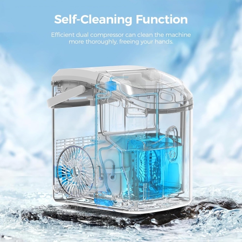 Kismile Nugget Ice Makers Countertop, Portable Sonic, 35Lbs/24H, Pebble Ice Maker with Self-Cleaning/One-Click Operation, Crushed Ice Maker for Home