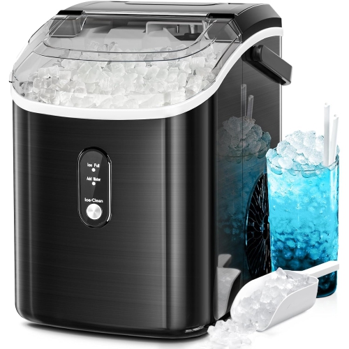 Kismile Nugget Countertop Ice Maker, Portable Pellet Ice Maker, 35 lbs/Day Chewable Ice, Self-Cleaning, Pebble Ice Maker for Home/Kitchen/Office -