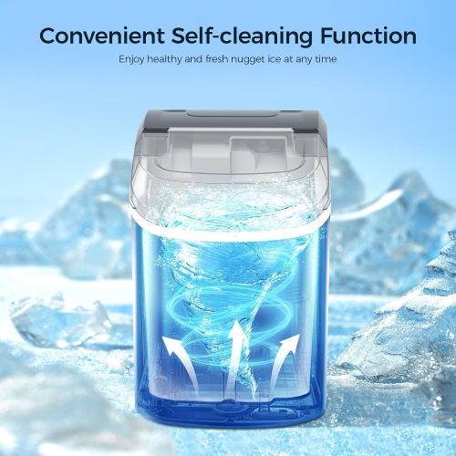 Kismile Nugget Countertop Ice Maker, Portable Pellet Ice Maker, 35 lbs/Day Chewable Ice, Self-Cleaning, Pebble Ice Maker for Home/Kitchen/Office -