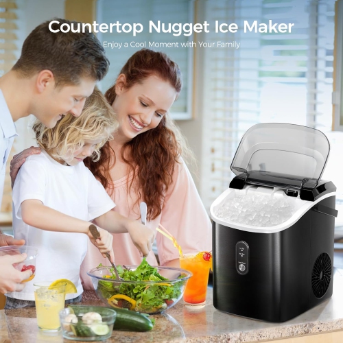 Kismile Nugget Countertop Ice Maker, Portable Pellet Ice Maker, 35 lbs/Day Chewable Ice, Self-Cleaning, Pebble Ice Maker for Home/Kitchen/Office -