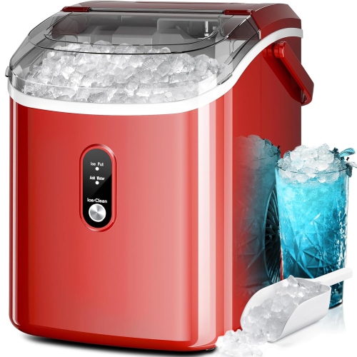 Kismile Nugget Ice Makers Countertop, Portable Sonic, 35Lbs/24H, Pebble Ice Maker with Self-Cleaning/One-Click Operation, Crushed Ice Maker for Home