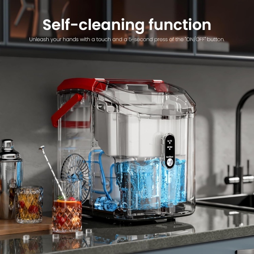 Kismile Nugget Ice Makers Countertop, Portable Sonic, 35Lbs/24H, Pebble Ice Maker with Self-Cleaning/One-Click Operation, Crushed Ice Maker for Home