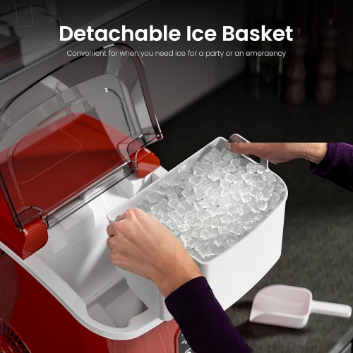 Kismile Nugget Ice Makers Countertop, Portable Sonic, 35Lbs/24H, Pebble Ice Maker with Self-Cleaning/One-Click Operation, Crushed Ice Maker for Home