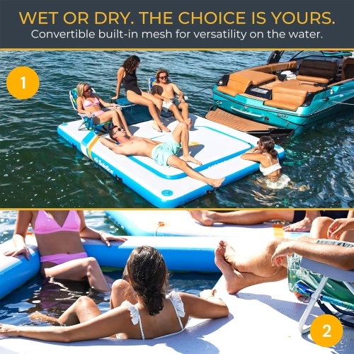 Inflatable Rec Mesh Dock with Removable Insert - 10' X 8'