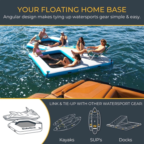 Quai flottant hexagonal gonflable en filet - 8,5 x 8,5 pi