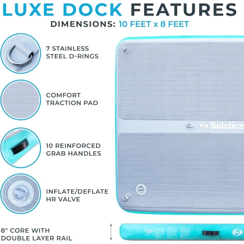 Quai gonflable de luxe avec tapis de traction et échelle - 10 x 8 pi