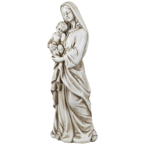 Statue de Marie debout avec bébé Jésus - 14,5" - Beige