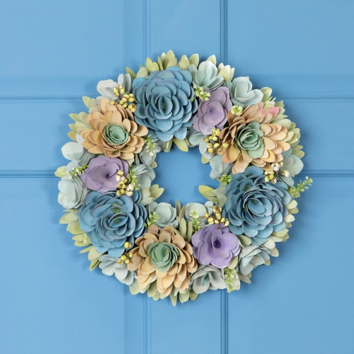 Artificial Floral Wooden Spring Wreath with Seed Pods - 14"