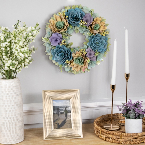 Artificial Floral Wooden Spring Wreath with Seed Pods - 14"
