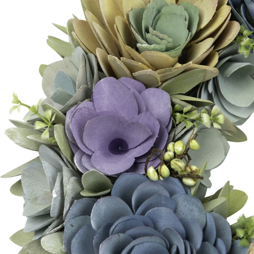 Artificial Floral Wooden Spring Wreath with Seed Pods - 14"