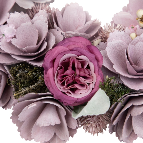 Wooden Floral Artificial Spring Wreath with Dried Foliage - 13.5" - Purple
