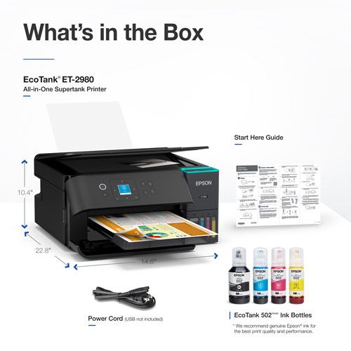 Imprimante à jet encre tout-en-un sans fil avec réservoir Supertank EcoTank ET-2980 d'Epson - Noir