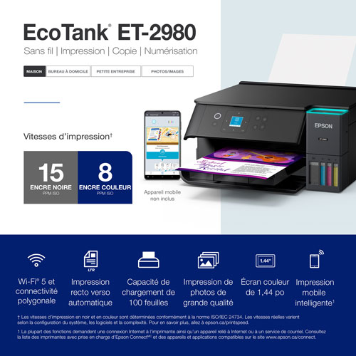 Epson EcoTank ET-2980 Wireless All-In-One Supertank Inkjet Printer - Black
