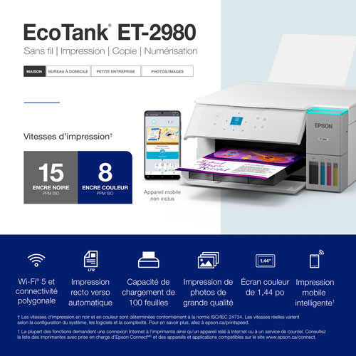 Epson EcoTank ET-2980 Wireless All-In-One Supertank Inkjet Printer - White