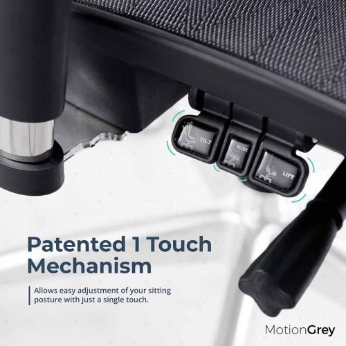 MotionGrey - SpaceMesh Ergonomic Office Chair-Comfy High Mesh Back Support with Adjustable Armrests-Black Desk Computer Chairs Perfect for Home