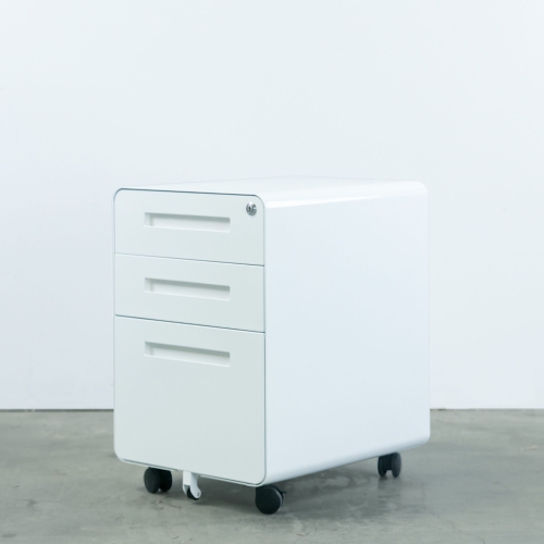 MotionGrey Metal Filing Cabinet with 3 Drawers, Vertical File Cabinet with Lock, Mobile Office Cabinet with Wheels for Legal, Letter, A4 Files - White