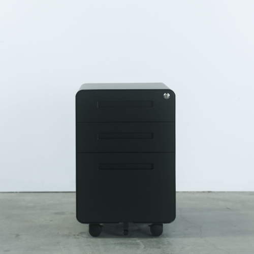 MotionGrey Metal Filing Cabinet with 3 Drawers, Vertical File Cabinet with Lock, Mobile Office Cabinet with Wheels for Legal, Letter, A4 Files - Black