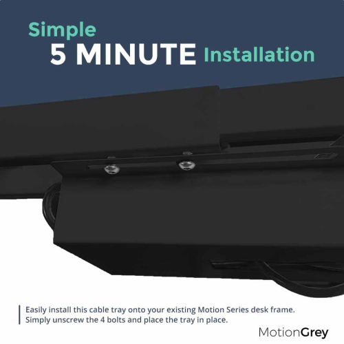 Système de gestion des câbles pour dessous de bureau MotionGrey, range-câbles, plateau d'organisation pour tables d'ordinateur de travail, bureaux