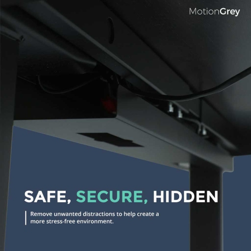 Système de gestion des câbles pour dessous de bureau MotionGrey, range-câbles, plateau d'organisation pour tables d'ordinateur de travail, bureaux