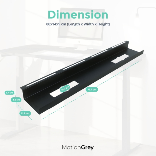 Système de gestion des câbles pour dessous de bureau MotionGrey, range-câbles, plateau d'organisation pour tables d'ordinateur de travail, bureaux