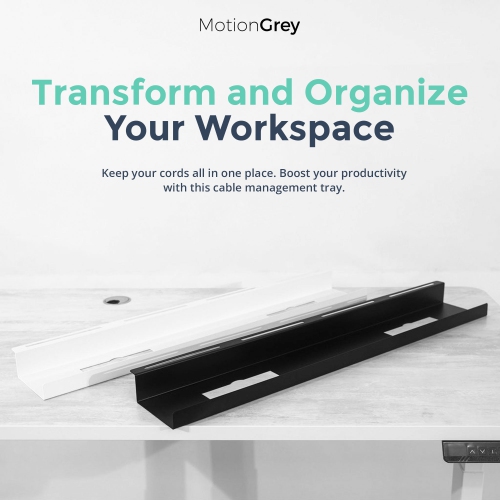 Système de gestion des câbles pour dessous de bureau MotionGrey, range-câbles pour tables d'ordinateur de travail, bureaux assis/debout pour la
