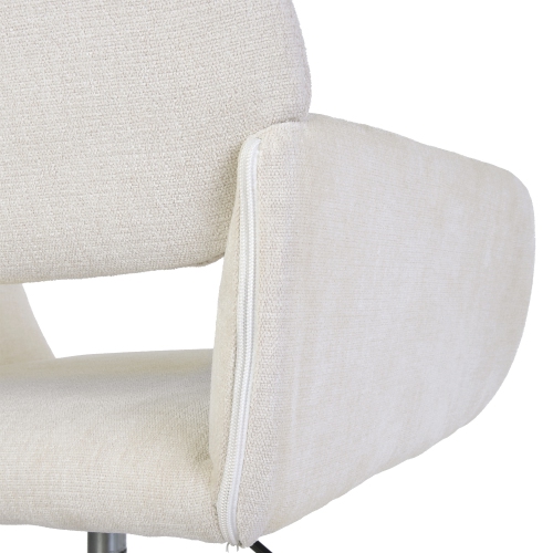 Homy Casa Home Office Chair - Fabric Upholstered Rolling Chair Height Adjustable Swivel Vanity Chair for Office Bedroom Vanity Room, Beige Chenille