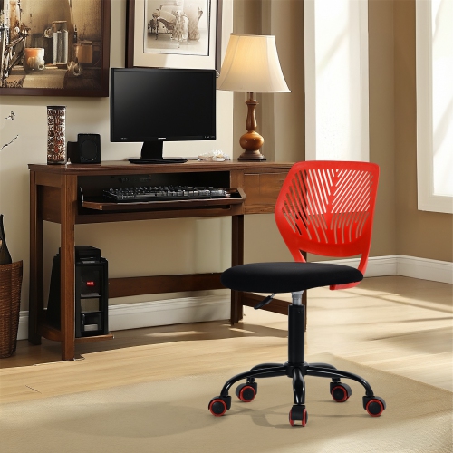 Homy Casa Adjustable Task Chair with Ergonomic Back Soft Seat Wheels, Red