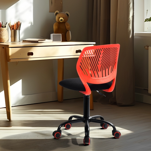 Homy Casa Adjustable Task Chair with Ergonomic Back Soft Seat Wheels, Red