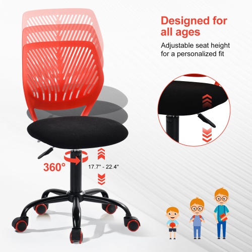 Homy Casa Adjustable Task Chair with Ergonomic Back Soft Seat Wheels, Red