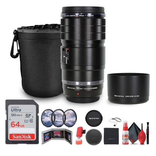 Image 1 of 6.. Olympus OM SYSTEM M.Zuiko Digital ED 90mm f/3.5 Macro IS PRO Lens Bundle