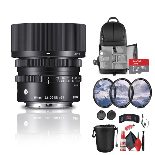 SIGMA  45MM F/2.8 Dg Dn Contemporary Lens for Sony E Bundle