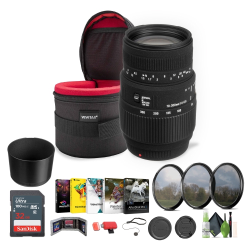 SIGMA  70-300MM F/4-5.6 Dg Macro Lens for Sony + Bundle