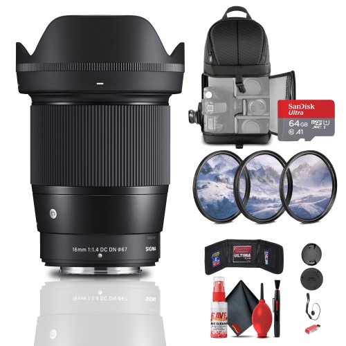 SIGMA  16MM F/1.4 Dc Dn Contemporary Lens for Fujifilm X Bundle