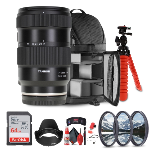 Tamron 17-50mm f/4 Di III VXD Lens + Sling Backpack + More