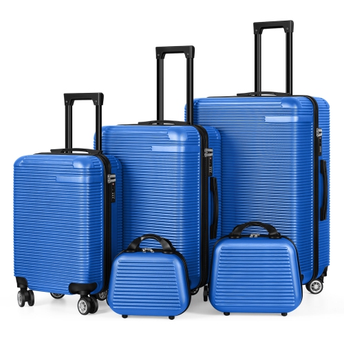 HIKOLAYAE  Striped 5 Piece Luggage Set Durable Travel Suitcase High Quality Stylish Different Sizes Perfect for All Your Travel Needs Lightweight