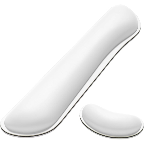 Mouse Wrist Rest, Ergonomic Memory Foam Mouse Wrist Support, Leather Hand Rest Pad Cushion for Gaming, Office, Laptop,Ivory White