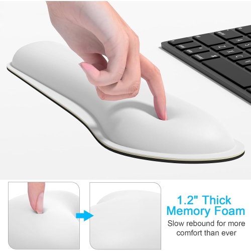 Mouse Wrist Rest, Ergonomic Memory Foam Mouse Wrist Support, Leather Hand Rest Pad Cushion for Gaming, Office, Laptop,Ivory White