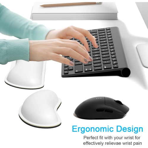 Mouse Wrist Rest, Ergonomic Memory Foam Mouse Wrist Support, Leather Hand Rest Pad Cushion for Gaming, Office, Laptop,Ivory White