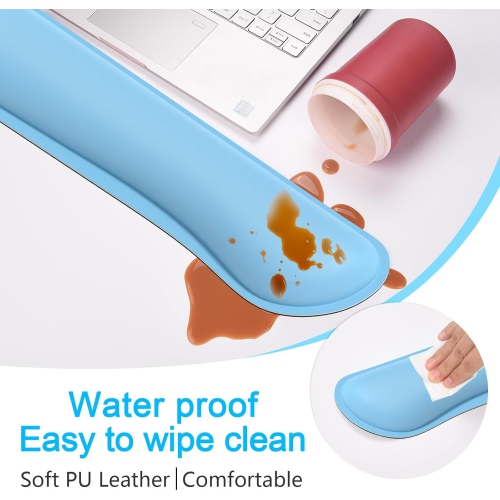 Mouse Wrist Rest, Ergonomic Memory Foam Mouse Wrist Support, Leather Hand Rest Pad Cushion for Gaming, Office, Laptop,Sky Blue