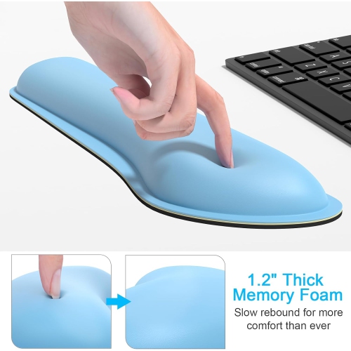 Mouse Wrist Rest, Ergonomic Memory Foam Mouse Wrist Support, Leather Hand Rest Pad Cushion for Gaming, Office, Laptop,Sky Blue