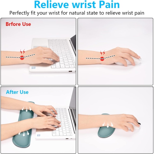 Mouse Wrist Rest, Ergonomic Memory Foam Mouse Wrist Support, Leather Hand Rest Pad Cushion for Gaming, Office, Laptop,Dark Green