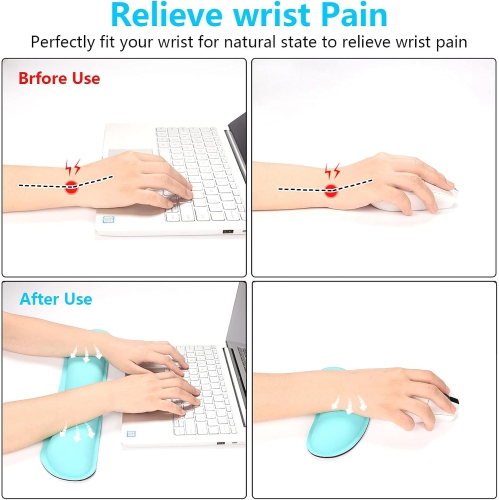 Mouse Wrist Rest, Ergonomic Memory Foam Mouse Wrist Support, Leather Hand Rest Pad Cushion for Gaming, Office, Laptop,Green