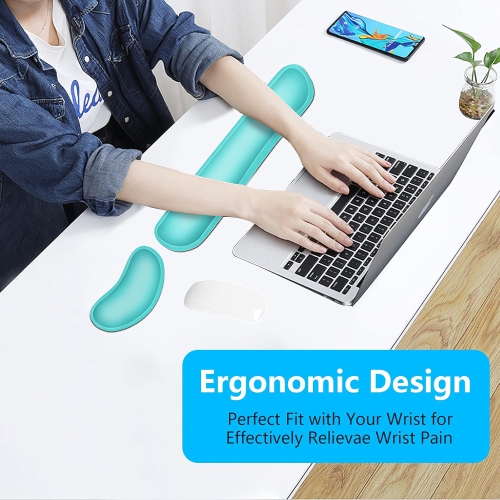 Mouse Wrist Rest, Ergonomic Memory Foam Mouse Wrist Support, Leather Hand Rest Pad Cushion for Gaming, Office, Laptop,Green